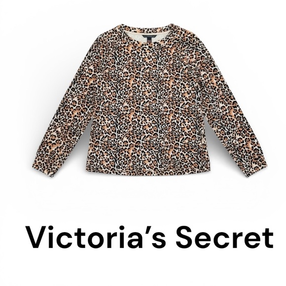 Victoria's Secret Velour Animal Print Sweatshirt Size Large - Picture 2 of 7
